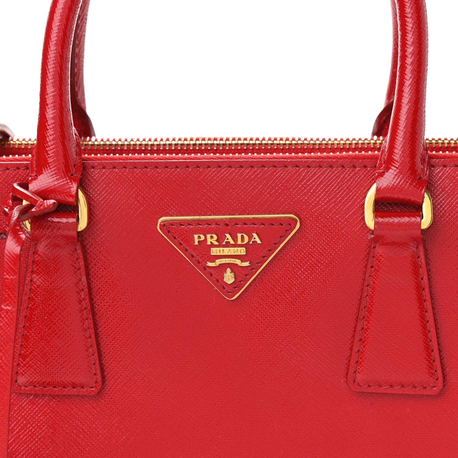 Prada Saffiano Vernice Mini Galleria Double Zip Tote Rosso 8 of 12