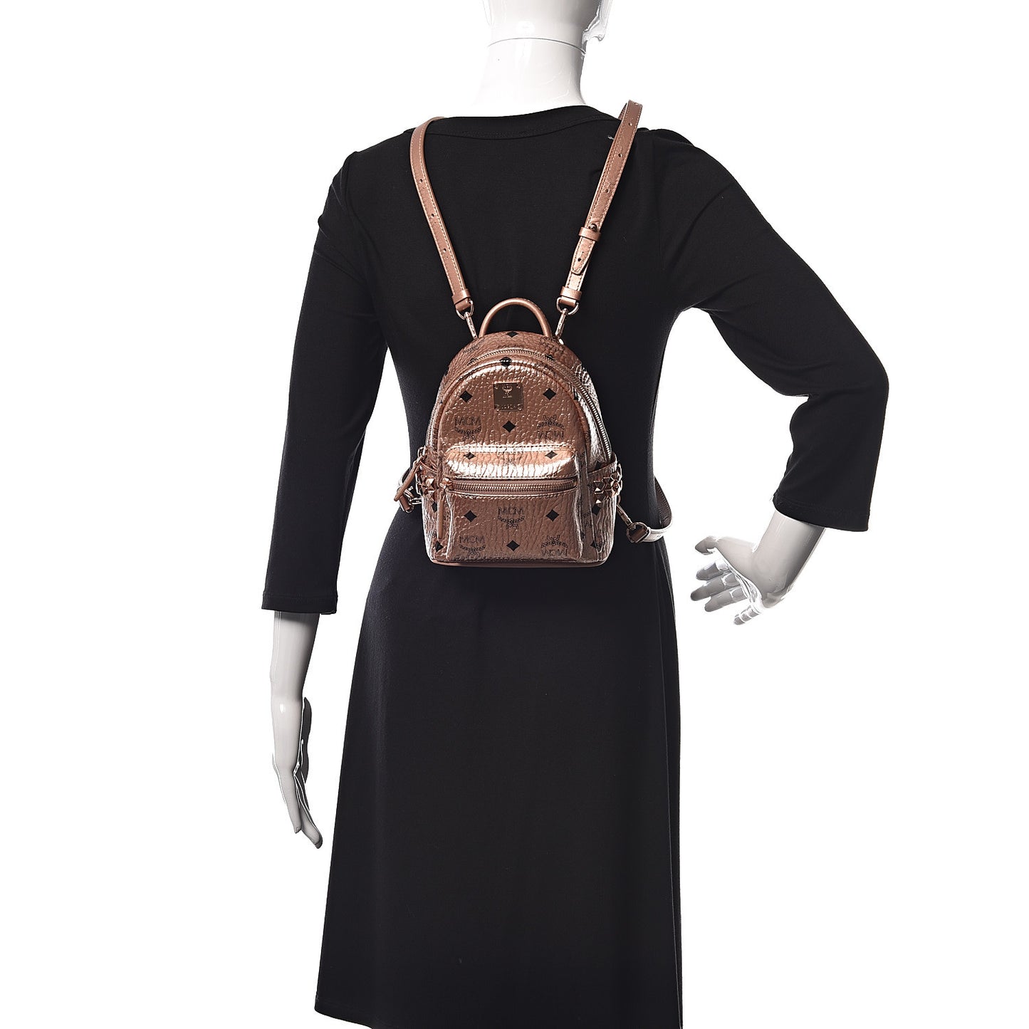 Metallic Visetos Studded X-Mini Bebe Boo Backpack Champagne Gold