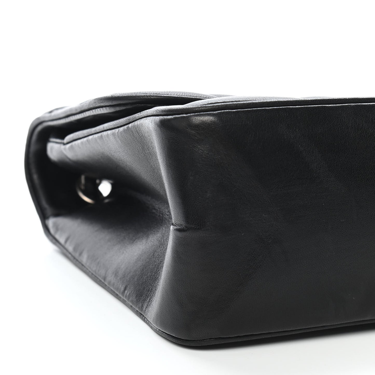 Lambskin Chevron Quilted Jumbo Leo Lion Flap Black