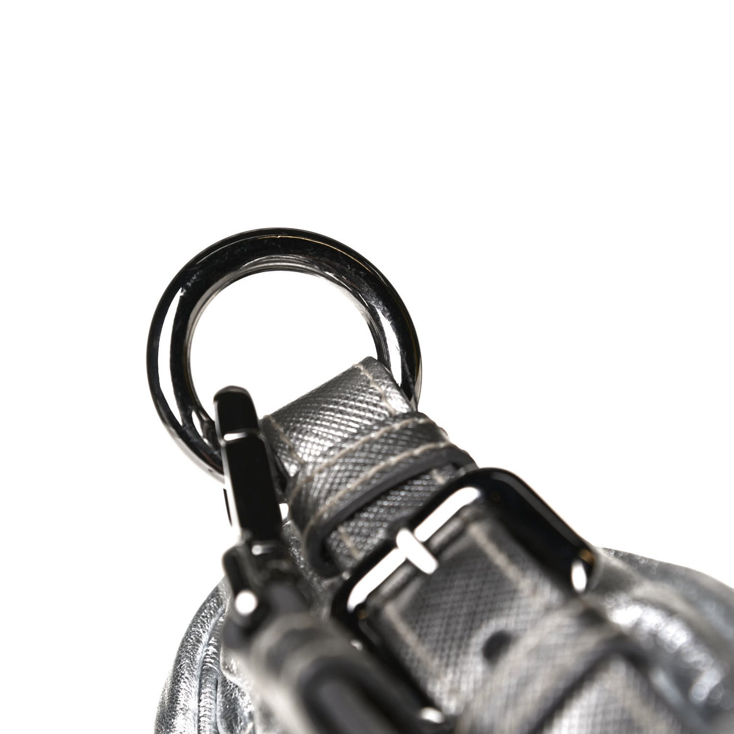 Metallic Nappa Gaufre Messenger Tote Silver