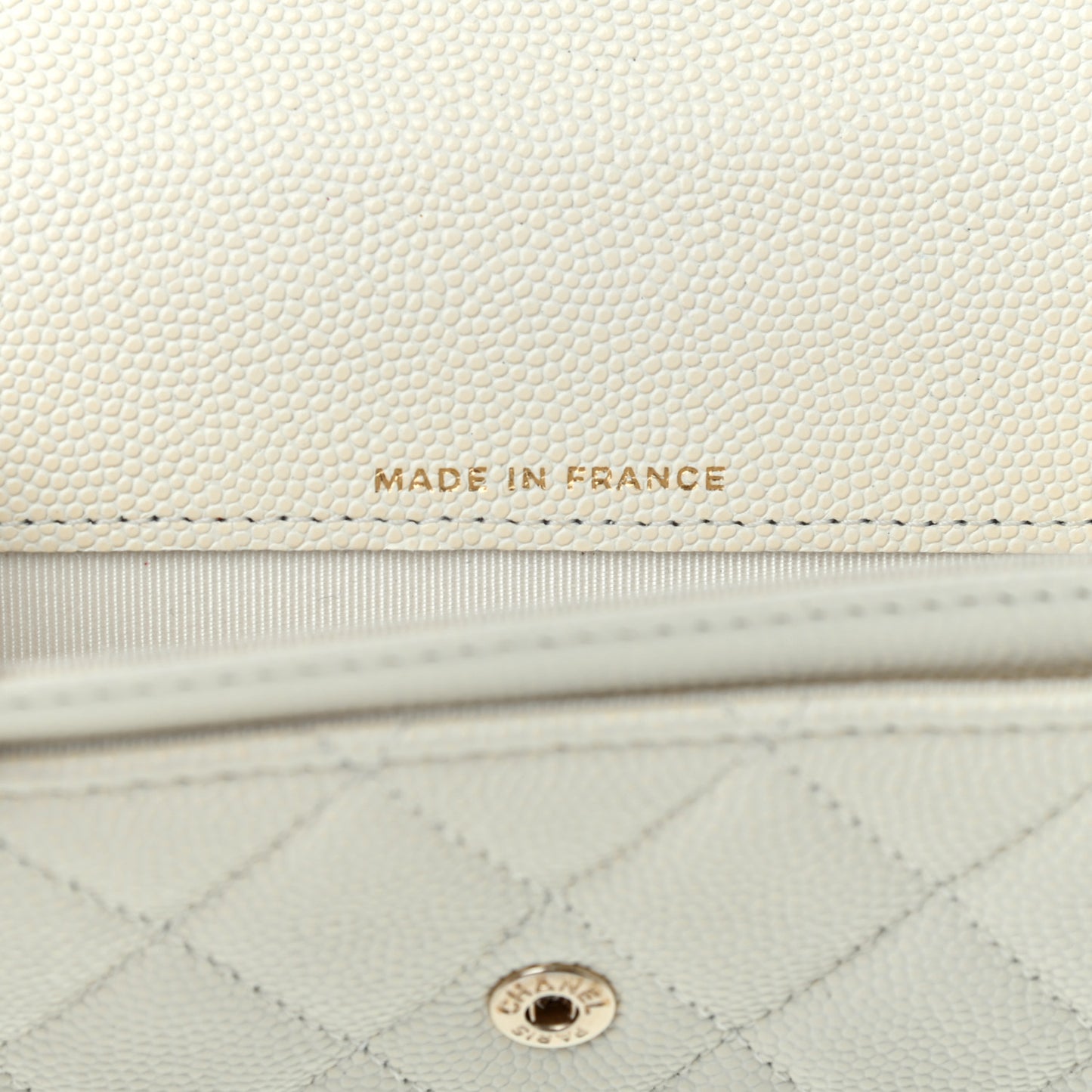 Caviar Quilted Flap Card Holder Wallet White