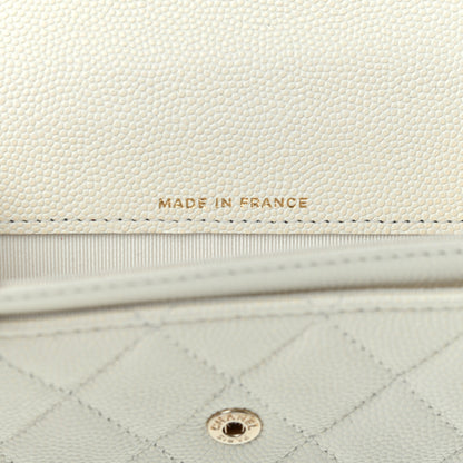 Chanel Caviar Quilted Flap Card Holder Wallet White 12 of 15