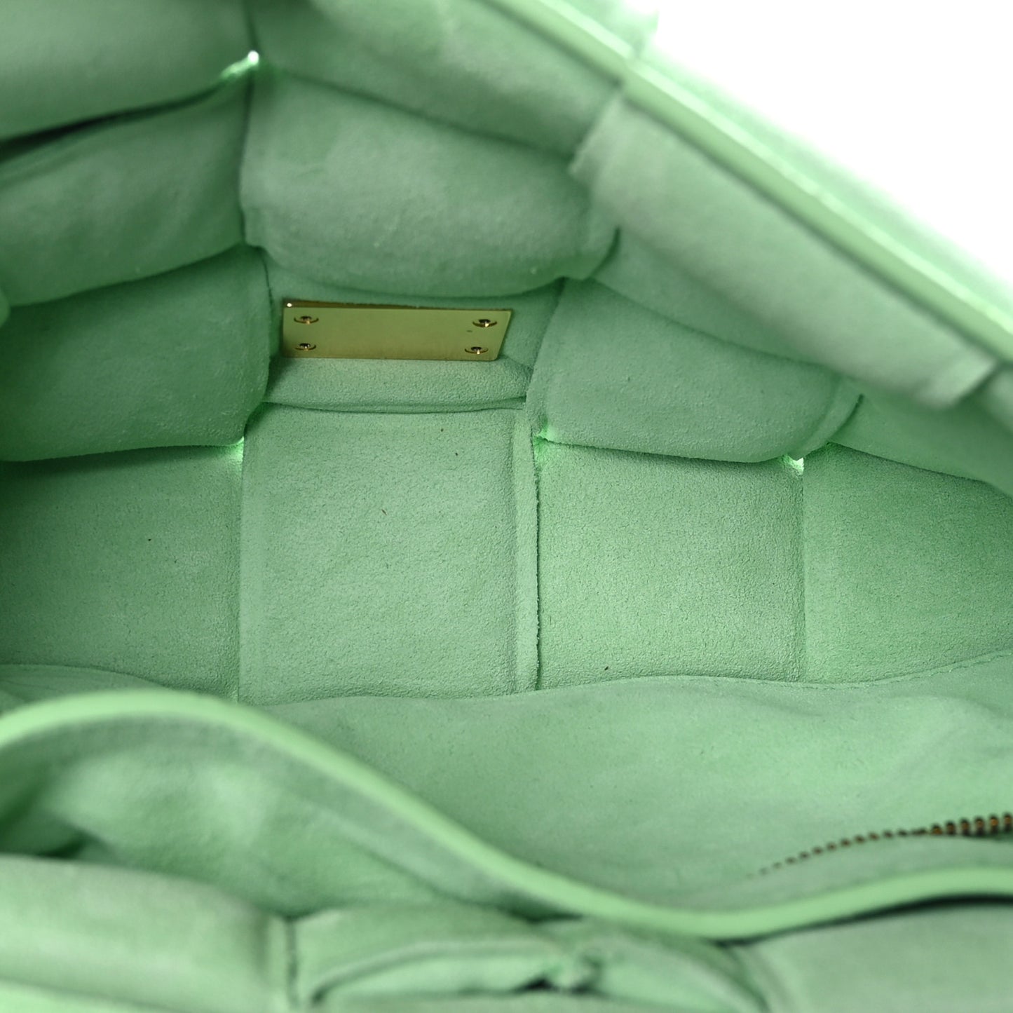 Suede Maxi Intrecciato Padded Chain Cassette Crossbody Bag Wasabi