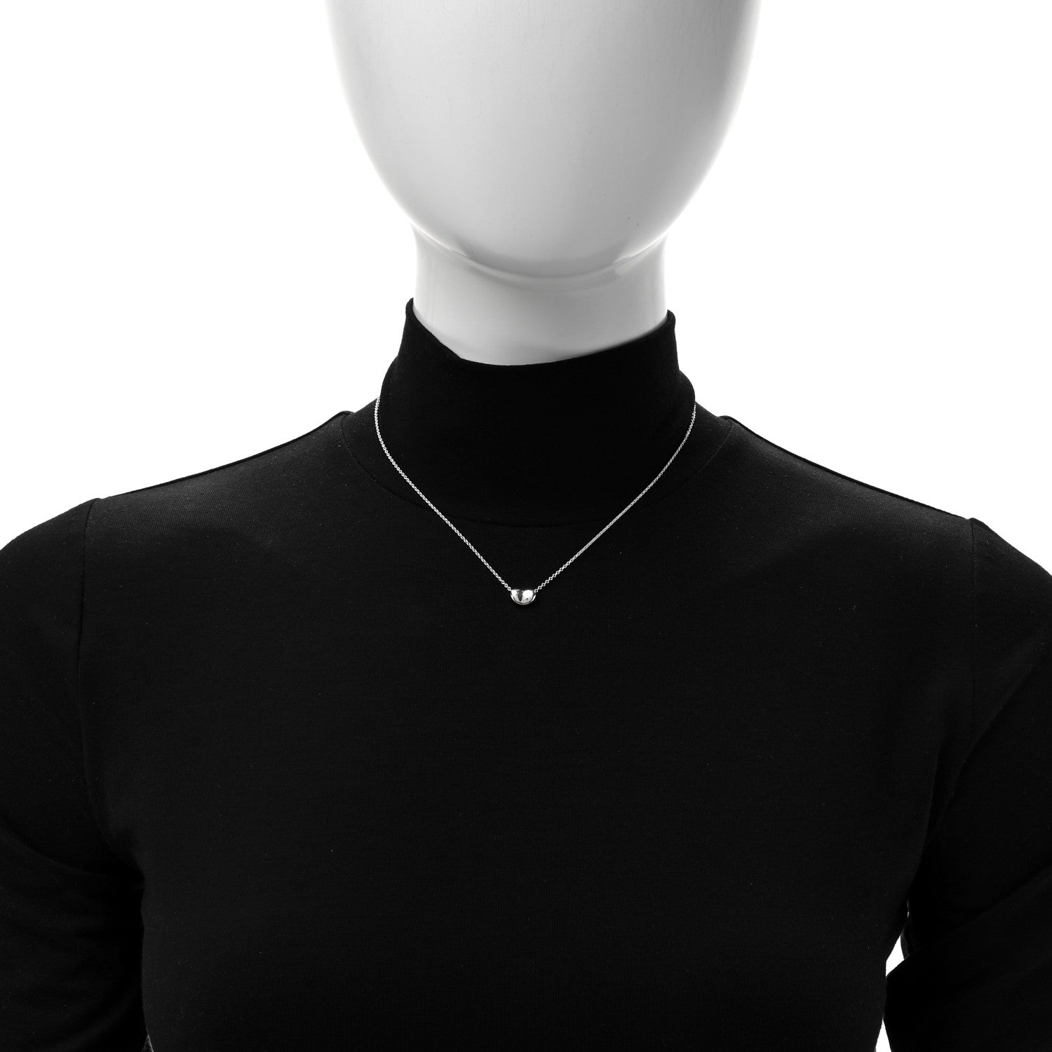 Tiffany Sterling Silver 9mm Elsa Peretti Bean Pendant Necklace 2 of 7