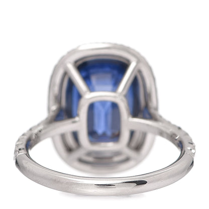 Tiffany Platinum Diamond Blue Sapphire Soleste Elongated Cushion Cut Ring 53 6.5 3 of 5