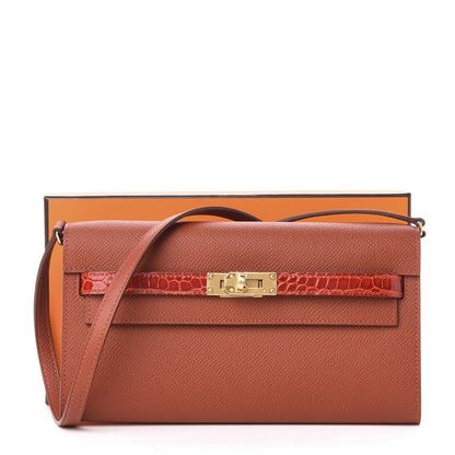 Hermes Epsom Shiny Alligator Touch Kelly Wallet To Go Brique Sanguine 10 of 10