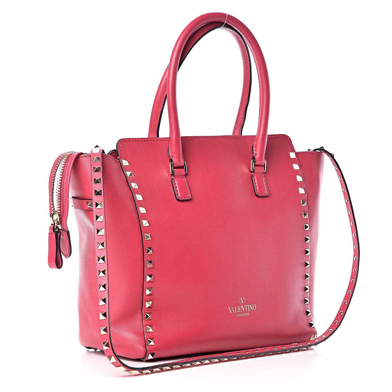 Valentino Garavani Vitello Rockstud Double Handle Tote Cyclamin 3 of 11