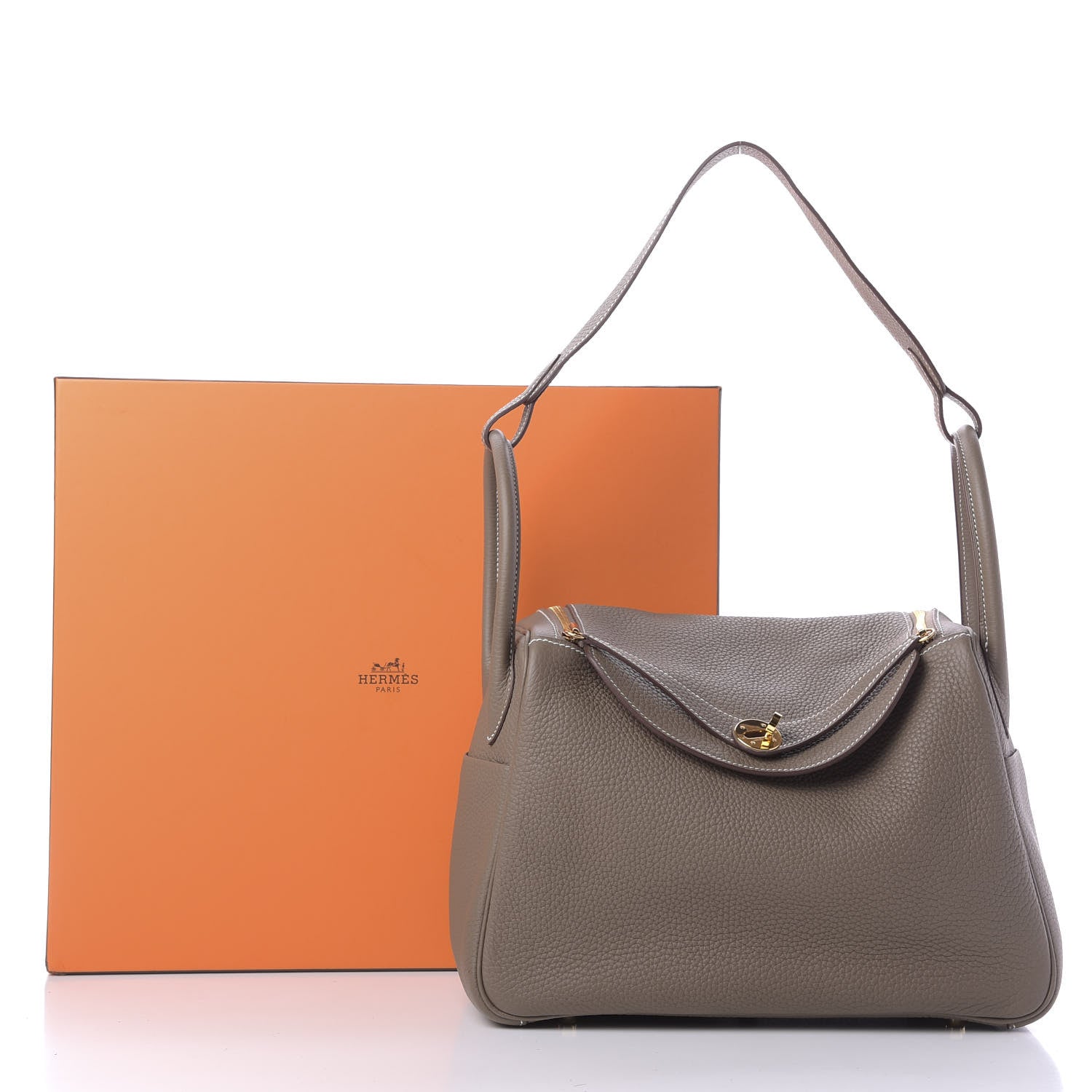 Hermes Taurillon Clemence Lindy 30 Etoupe 10 of 10