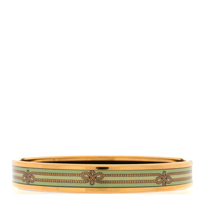 Hermes Enamel Printed Rope Narrow Bracelet 65 Green 3 of 5