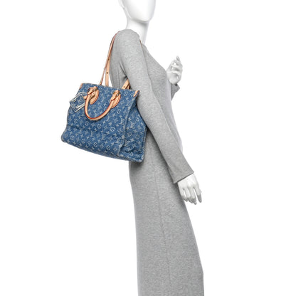 Louis Vuitton Monogram Denim Onthego MM Blue 2 of 9