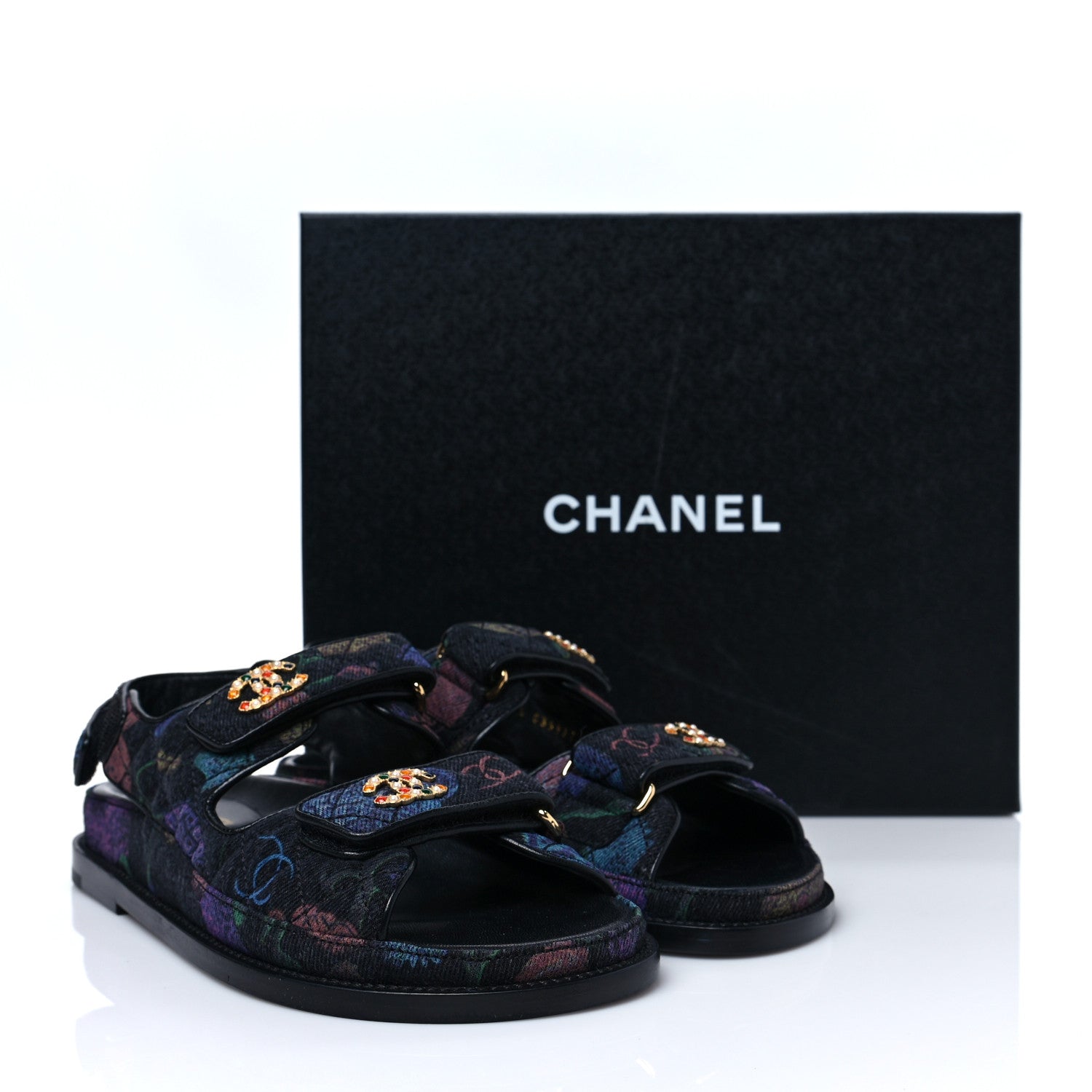 Chanel Denim Quilted Dad Sandals 36.5 Black Multicolor 9 of 9