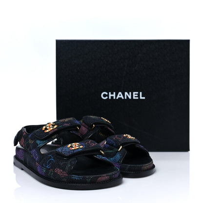 Chanel Denim Quilted Dad Sandals 36.5 Black Multicolor 9 of 9