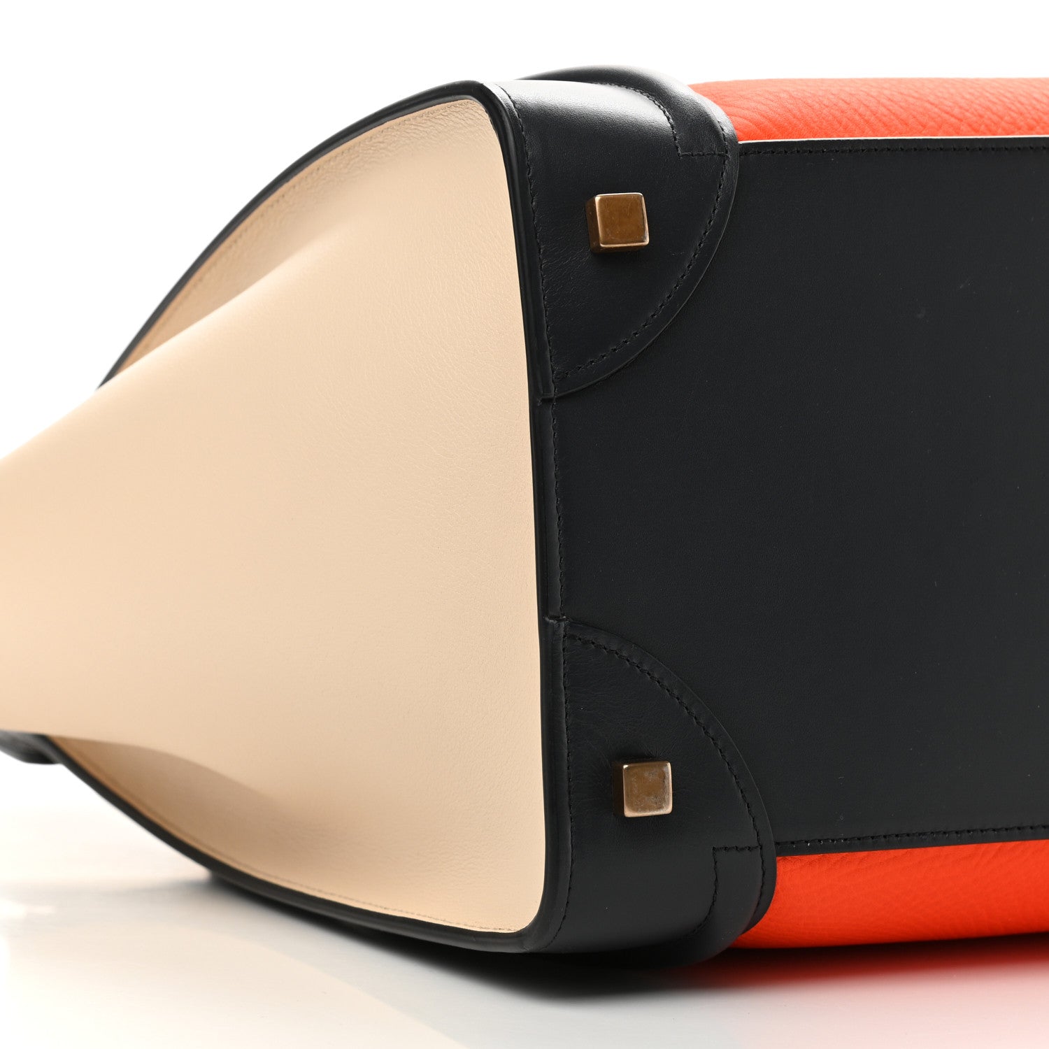 Celine Elephant Calfskin Mini Tri-Color Luggage Bright Orange 7 of 8