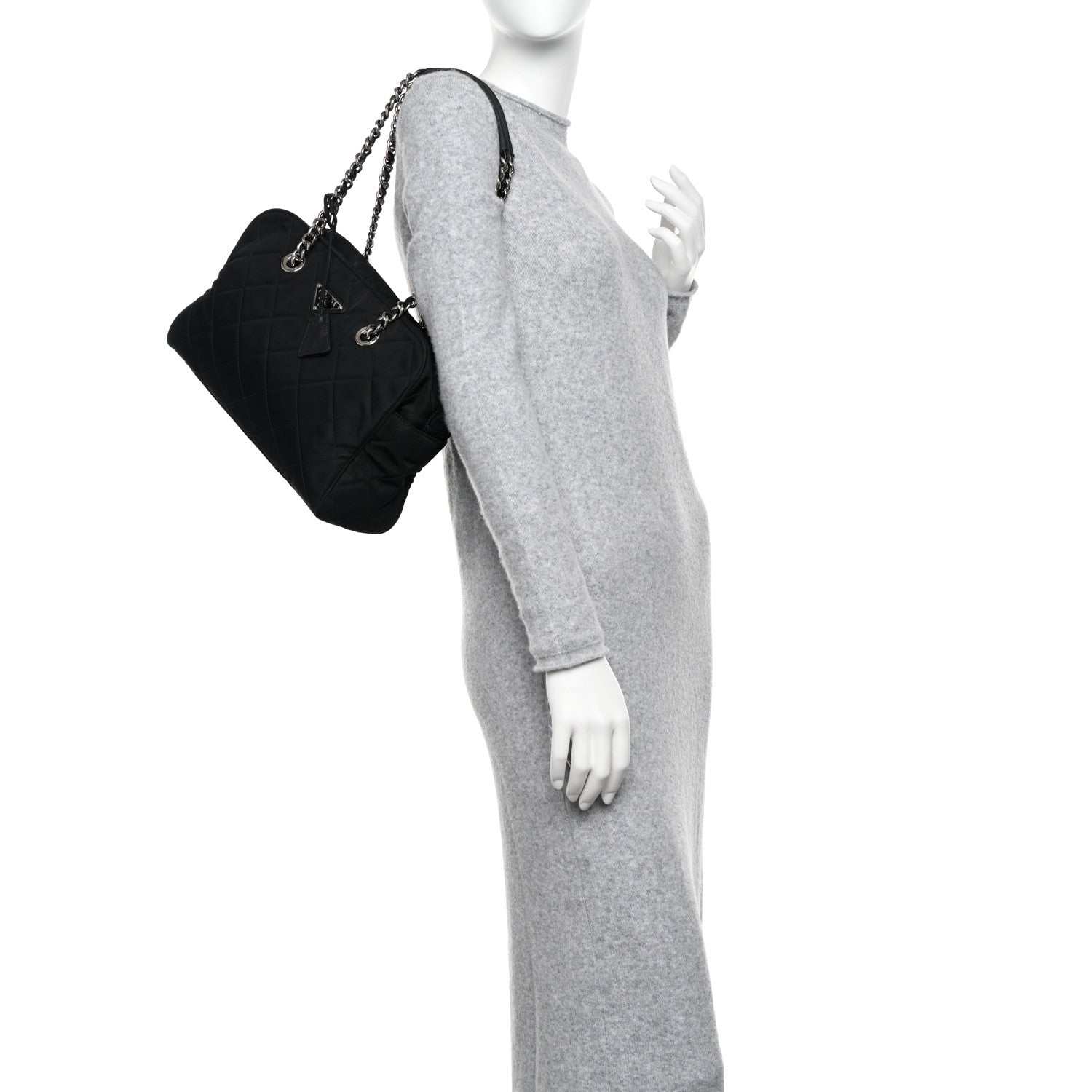 Prada Nylon Tessuto Impuntu Quilted Shoulder Bag Black 2 of 9