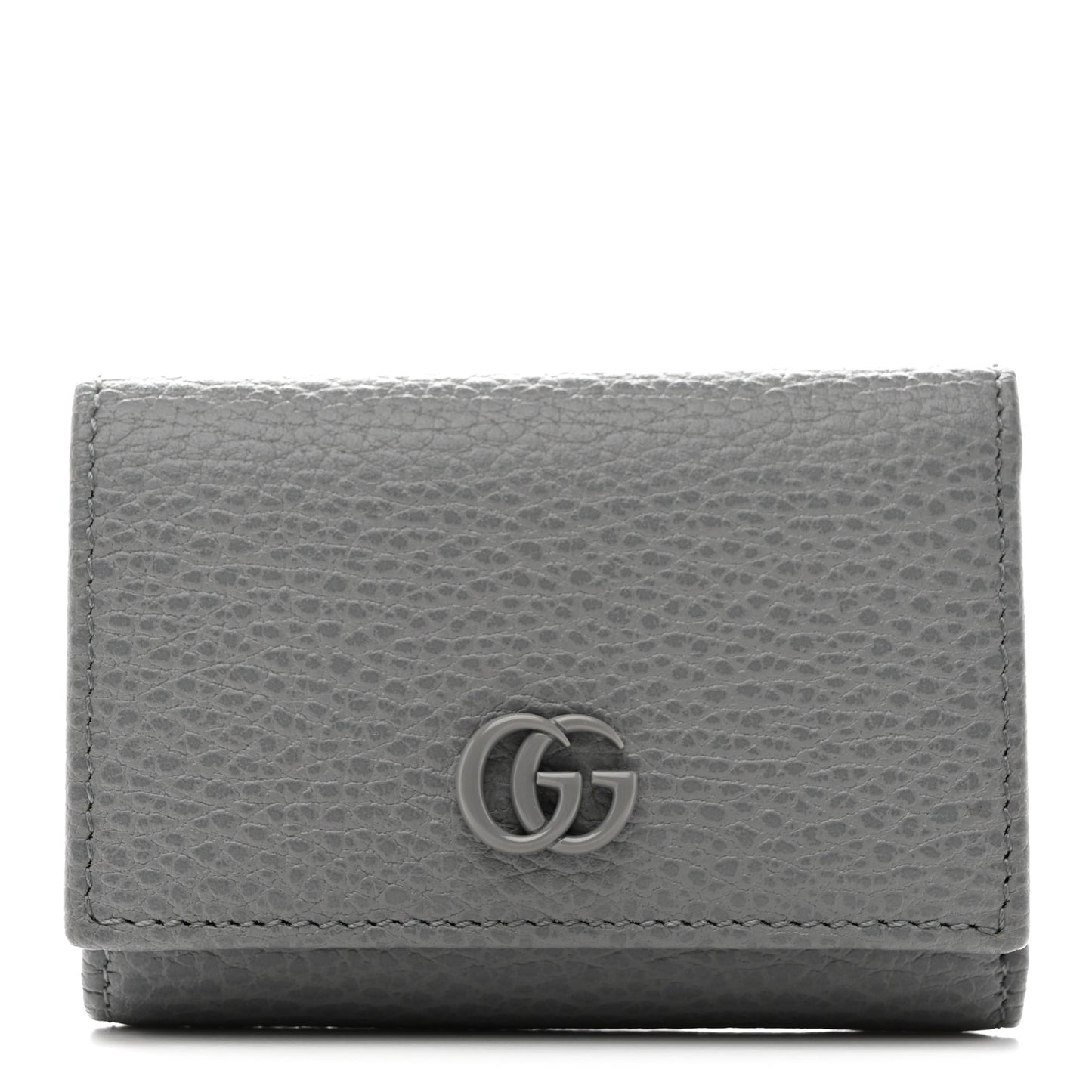 Dollar Calfskin Enamel Monochrome Medium GG Marmont Wallet Deep Grey
