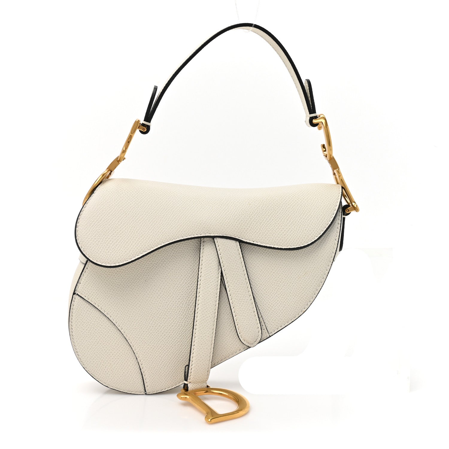 Christian Dior Grained Calfskin Mini Saddle Bag White 1 of 12