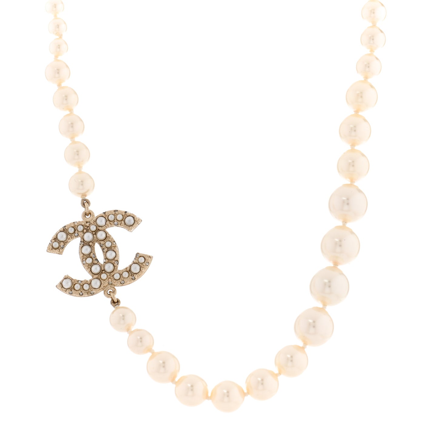Pearl CC 100th Anniversary Necklace Light Gold