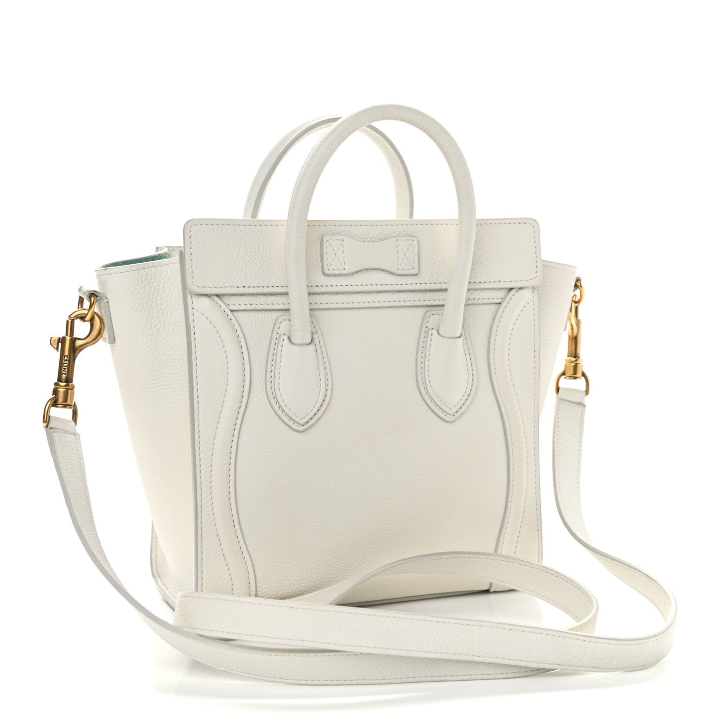 Drummed Calfskin Nano Luggage White