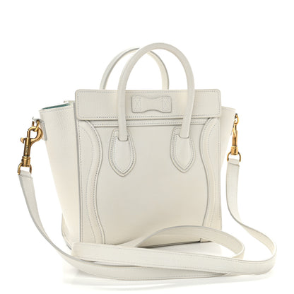 Celine Drummed Calfskin Nano Luggage White 3 of 13