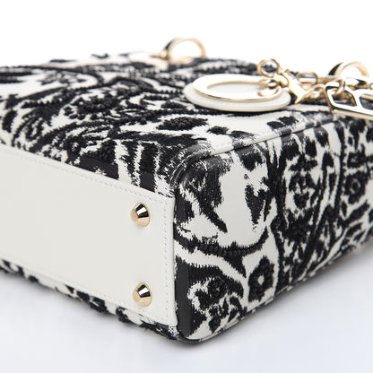 Christian Dior Smooth Calfskin Silkscreen Printed Floral Embroidered Mini Lady Dior Off White 9 of 13
