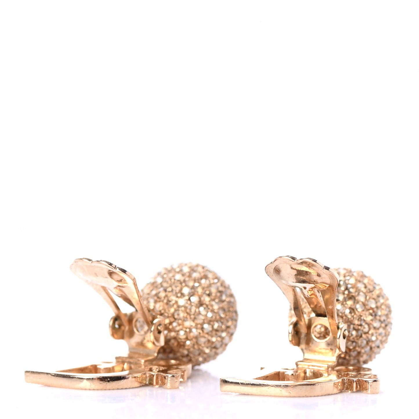Crystal Logo Clip On Earrings Gold