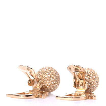 Christian Dior Crystal Logo Clip On Earrings Gold 3 of 6