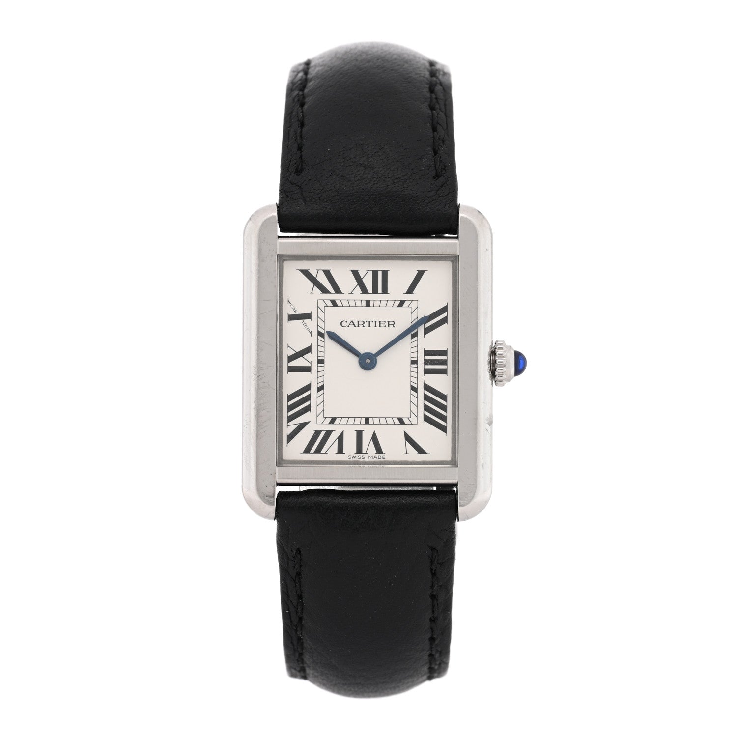Cartier Stainless Steel Calfskin 24mm Tank Solo Quartz Watch 1 of 5