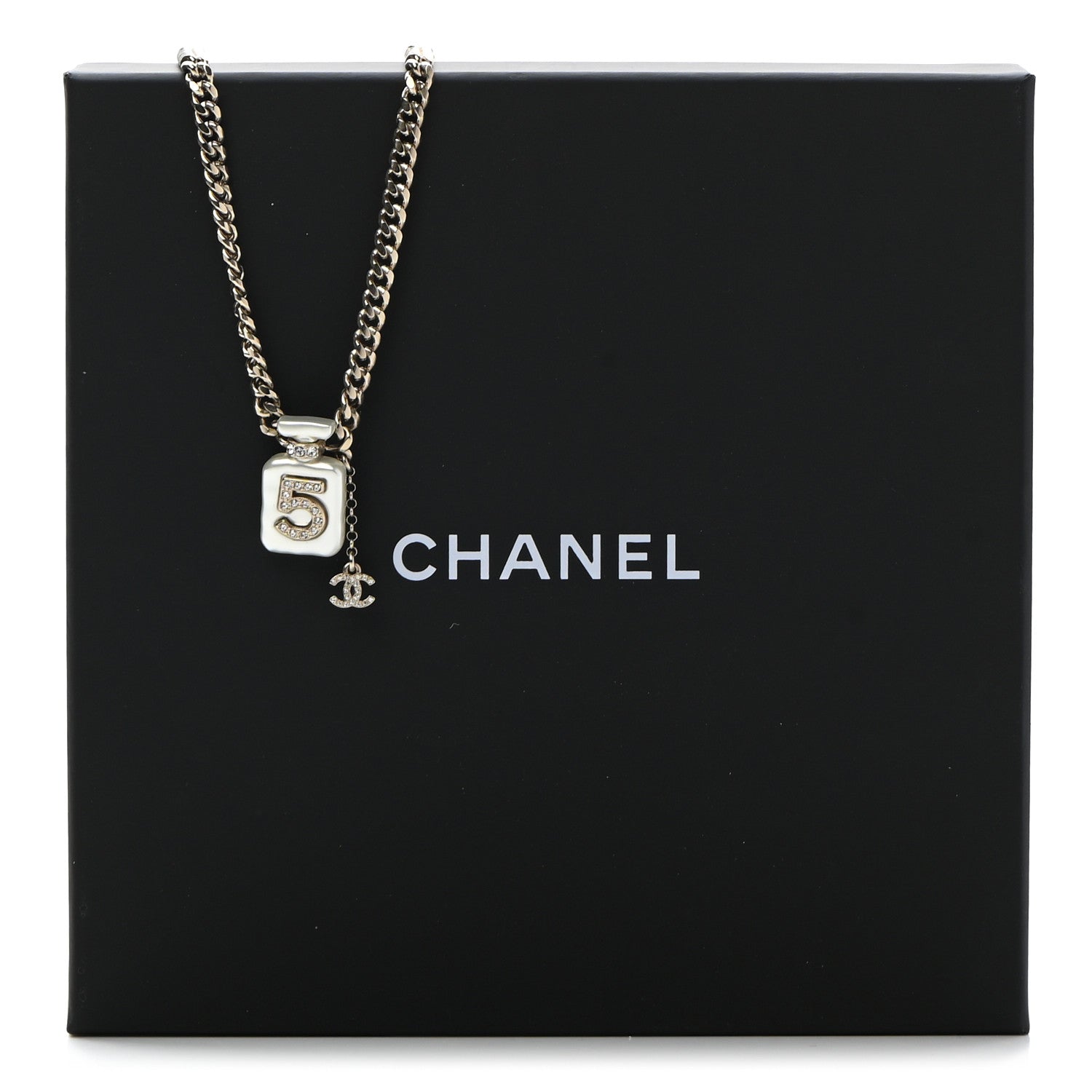 Chanel Resin Crystal CC No 5 Perfume Bottle Necklace 7 of 7
