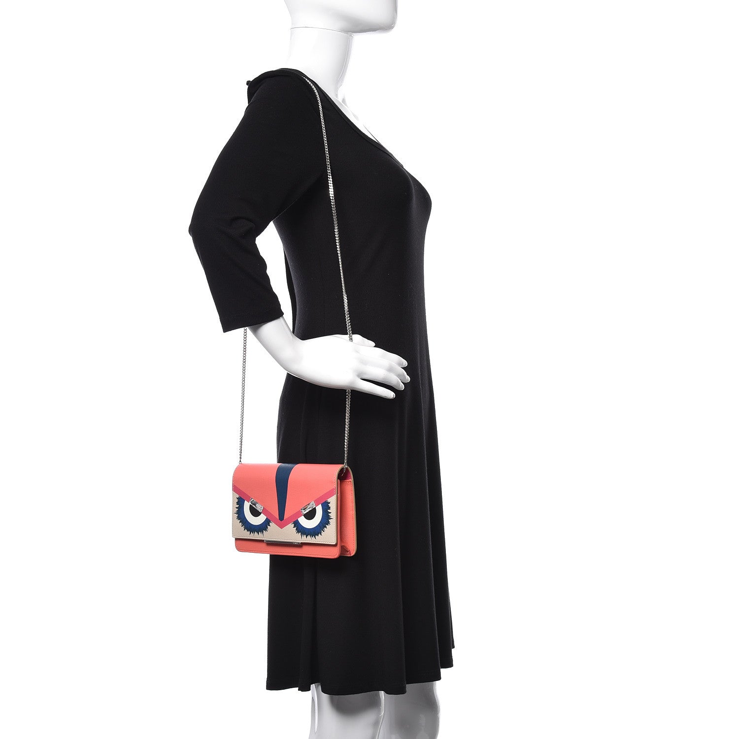 Fendi Vitello Elite Crystal Eye Monster Tube Wallet On Chain Bellini Multicolor 3 of 11