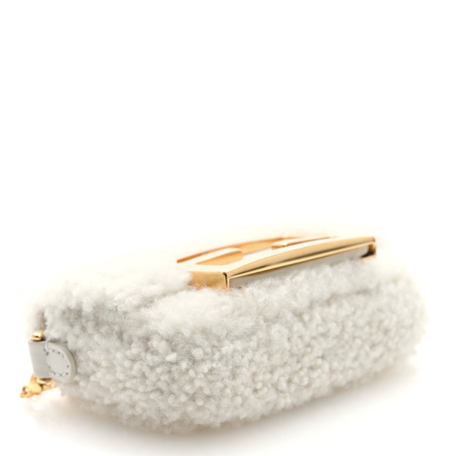 Fendi Shearling Nano Maxi Buckle Baguette Charm White 4 of 9