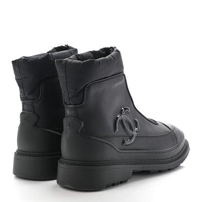 Chanel Calfskin Nylon CC Ankle Snow Boots 37 Black 4 of 17