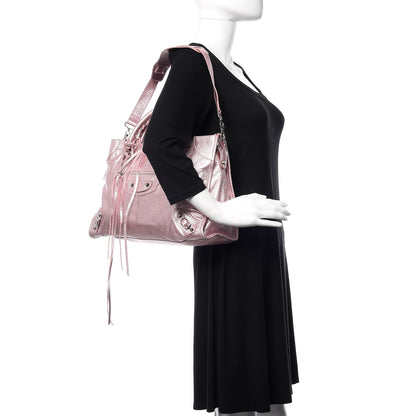 Balenciaga Metallic Agneau Classic Silver Hardware S City Sparkle Pale Rose 2 of 12