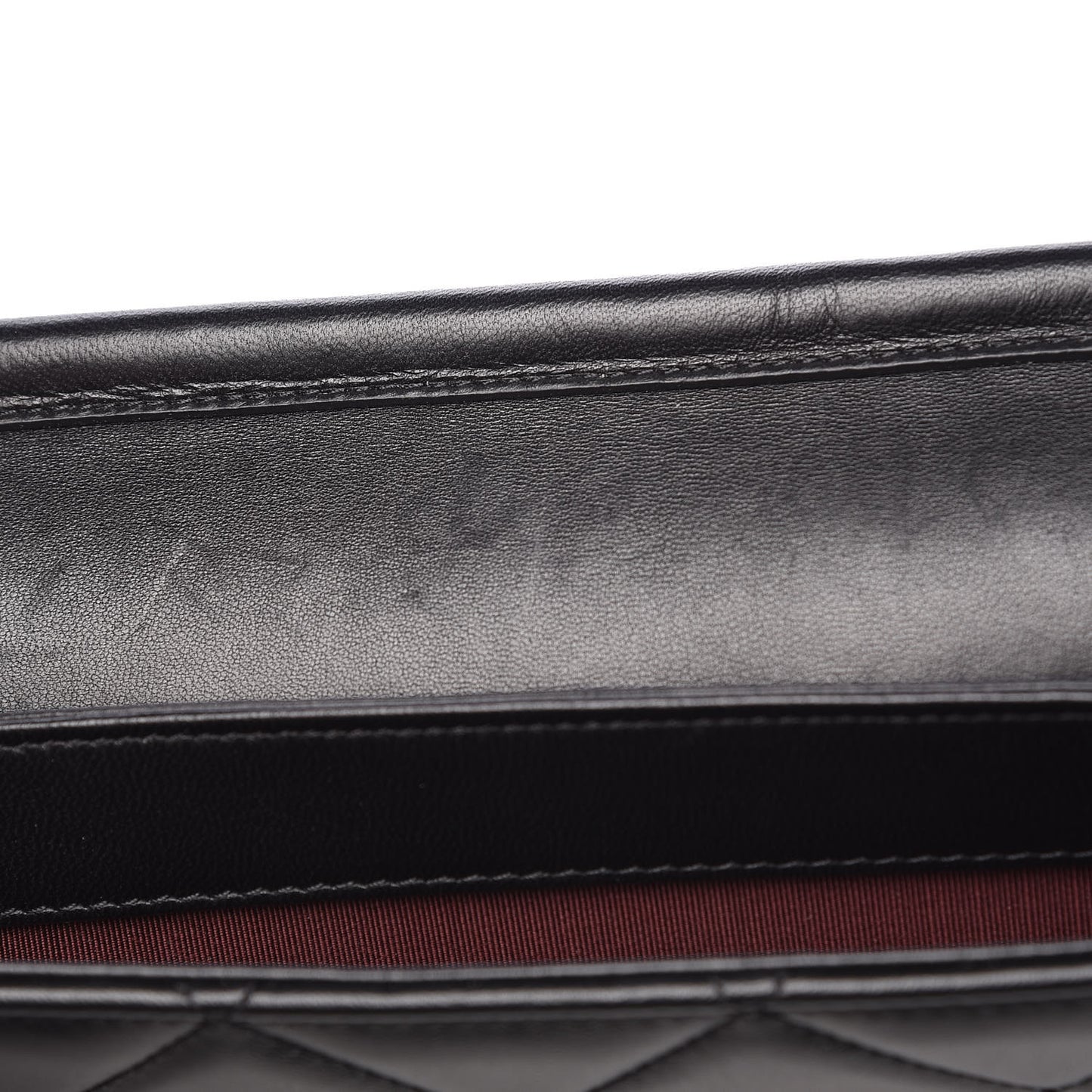 Lambskin Quilted Retro Label Clutch Black