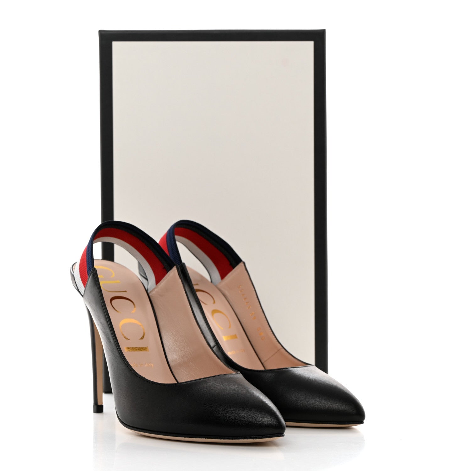 Gucci Malaga Kid Web Sylvie High Heel Slingback Pumps 39 Black 9 of 9