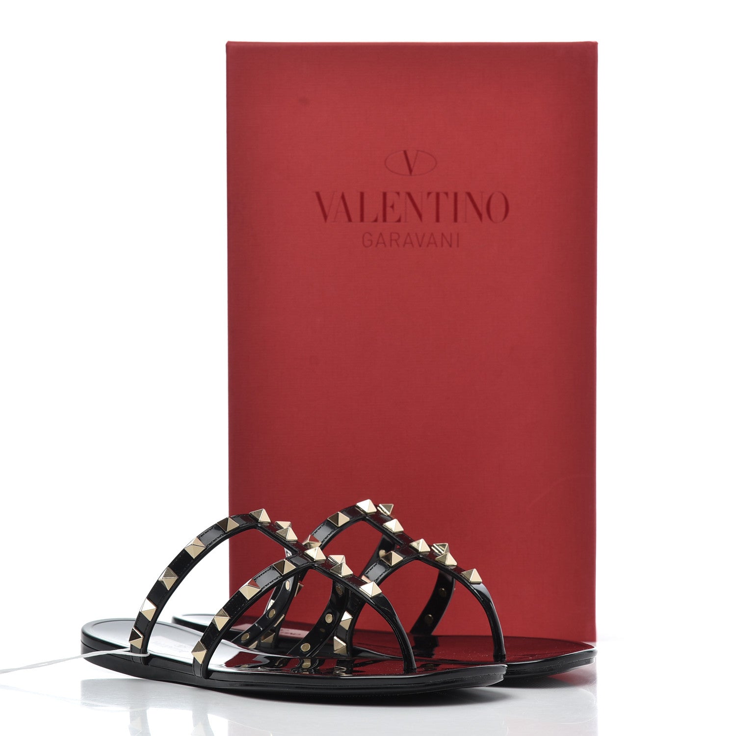 Valentino Garavani PVC Jelly Rockstud Caged Flat Thong Sandals 37 Black 8 of 8