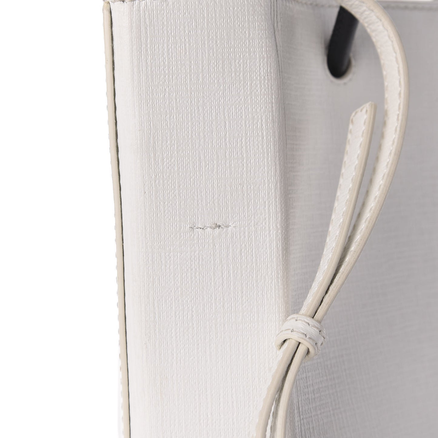 Squared Calfskin Logo Shopping Tote XXS White