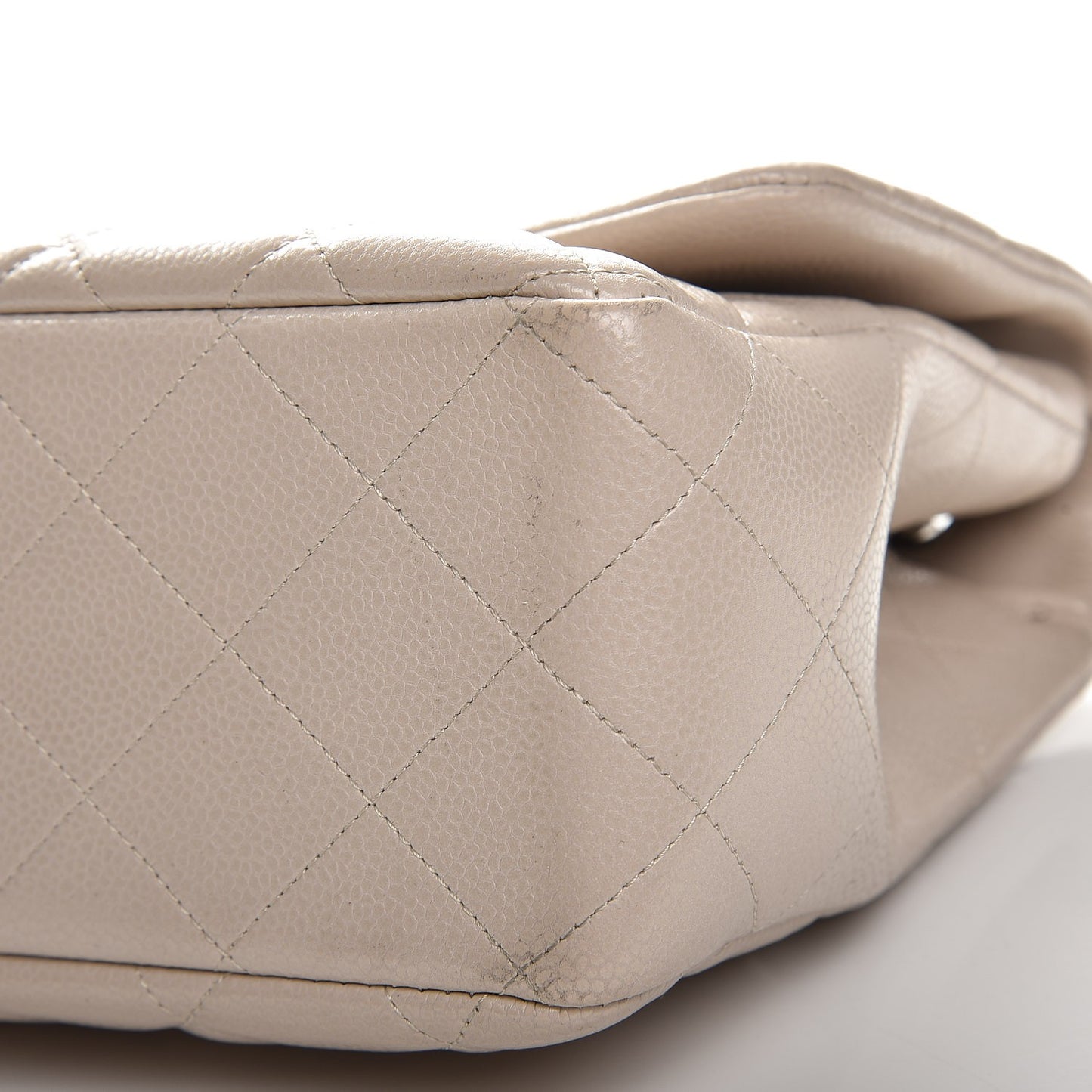 Caviar Quilted Jumbo Single Flap Beige