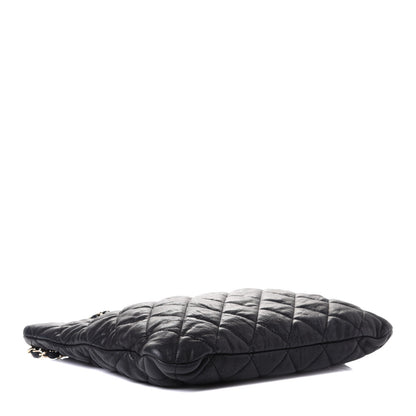 Chanel Crumpled Lambskin Quilted CC Shopping Tote Black 3 of 5