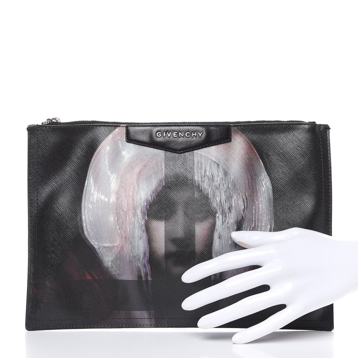 Givenchy Textured Coated Canvas Madonna Print Large Cosmetic Pouch Black 2 of 12