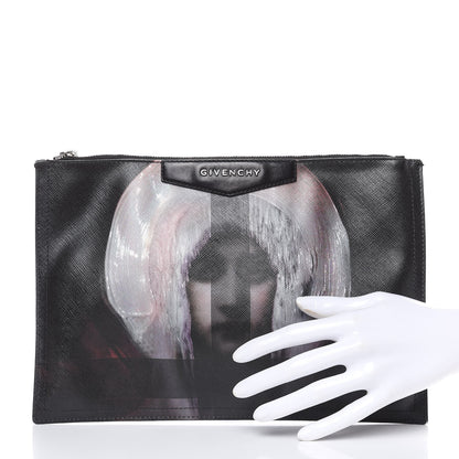 Givenchy Textured Coated Canvas Madonna Print Large Cosmetic Pouch Black 2 of 12