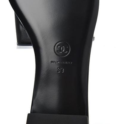 Chanel Mesh Patent Calfskin CC Mules 39 Black 7 of 8