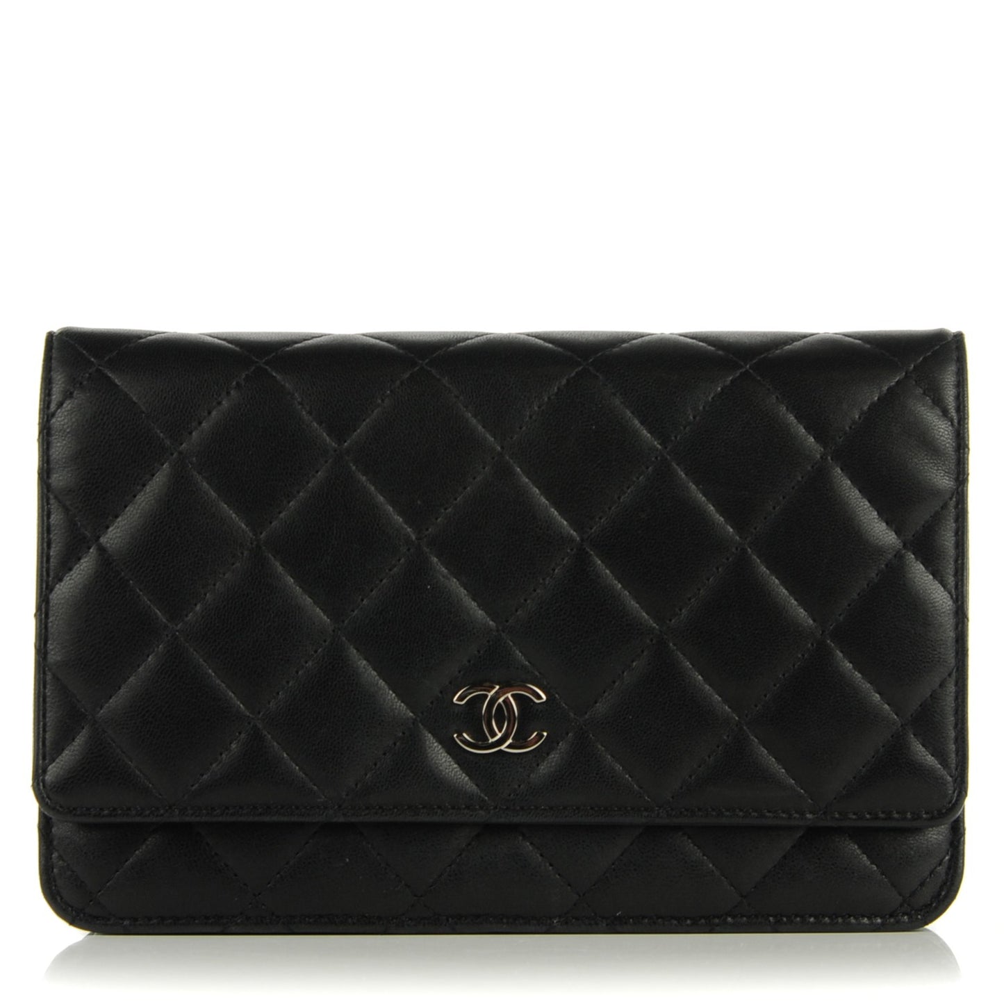 Lambskin Quilted Wallet On Chain WOC Black