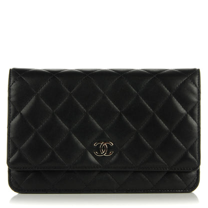 Chanel Lambskin Quilted Wallet On Chain WOC Black 1 of 14