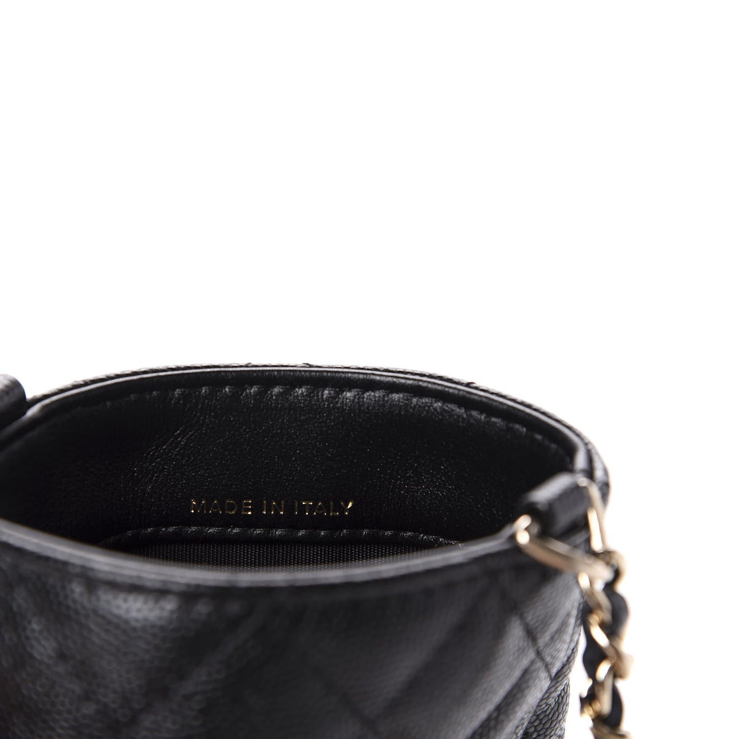 Caviar Quilted French New Wave Phone Holder With Chain Black