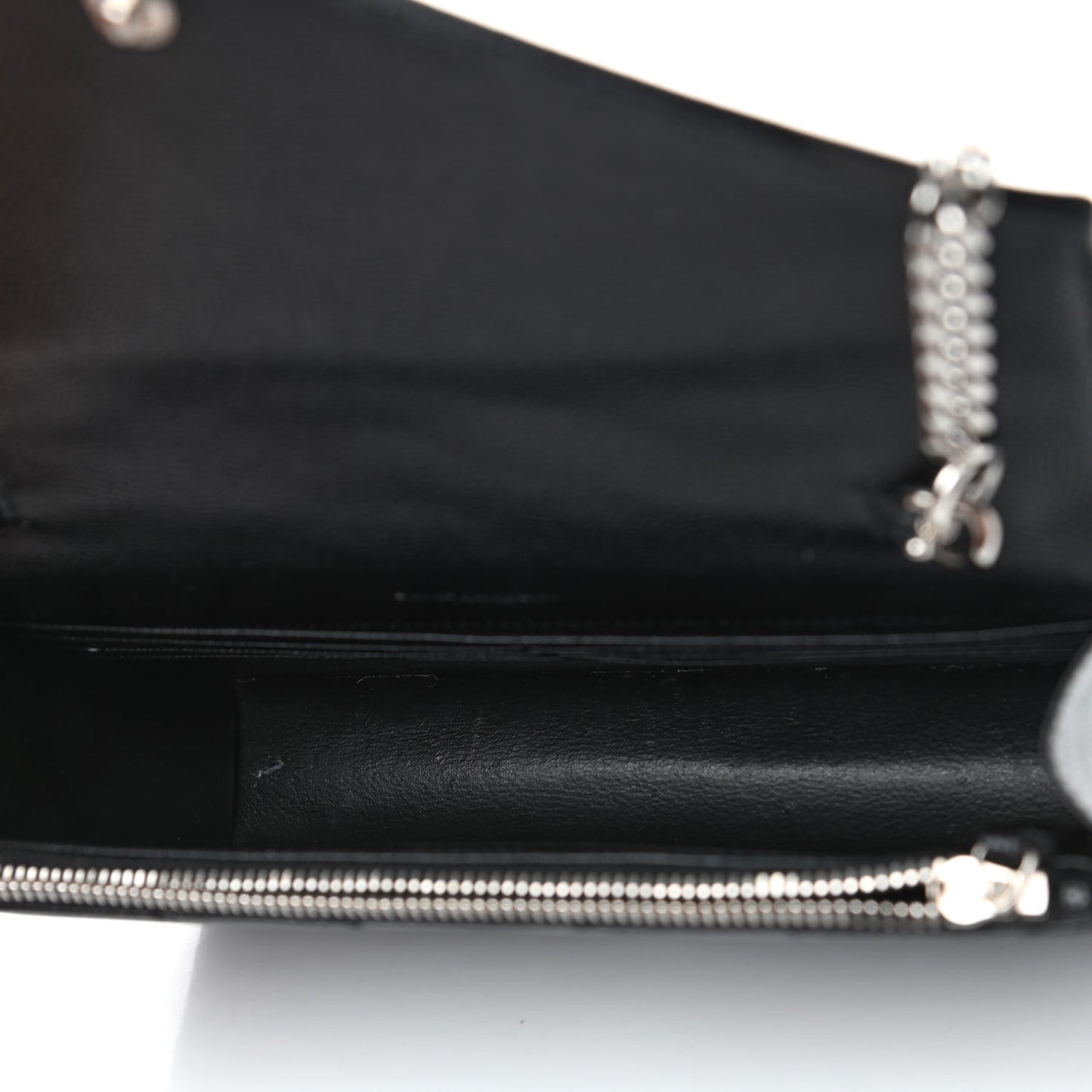 Grain De Poudre Matelasse Chevron Monogram Envelope Chain Wallet Black
