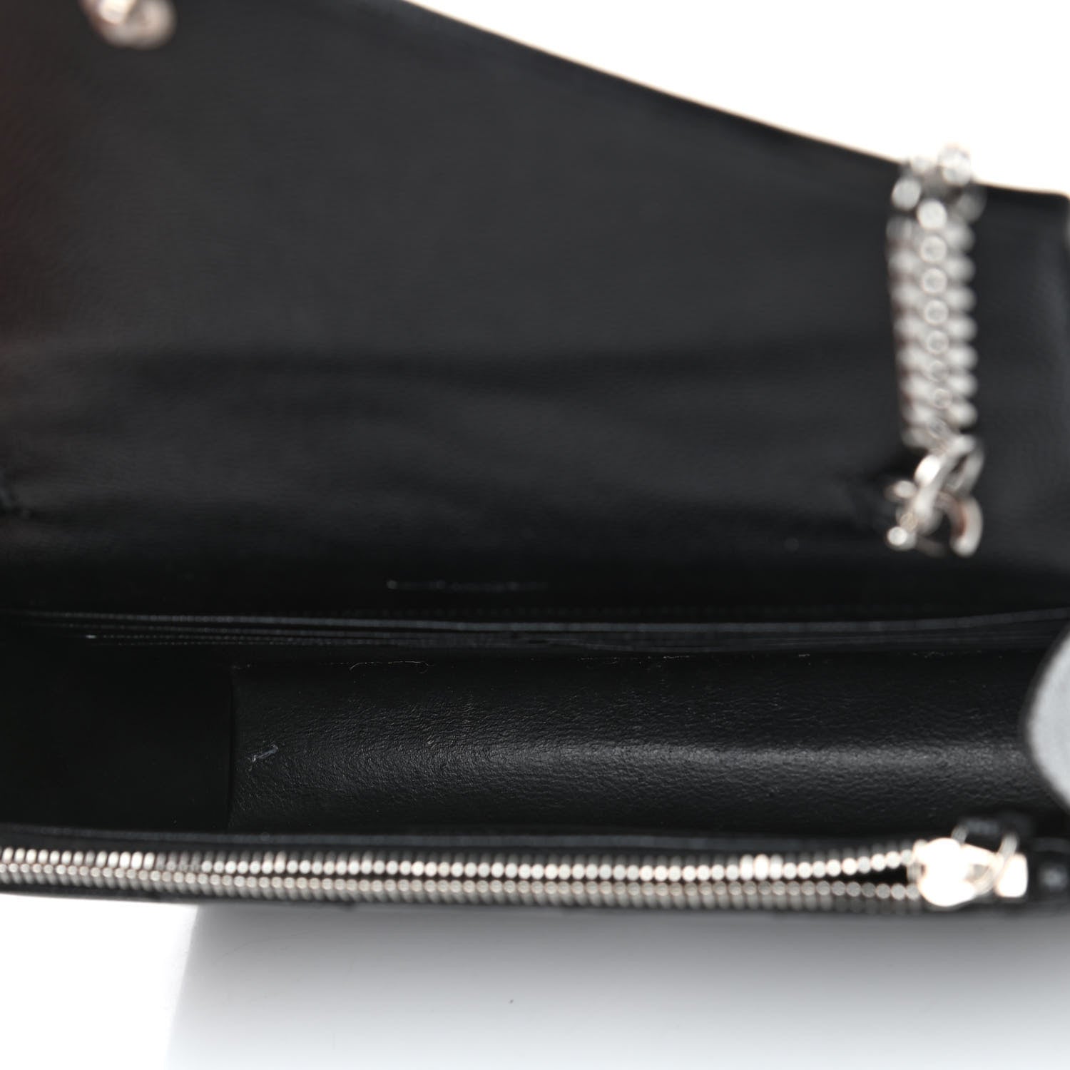 Saint Laurent Grain De Poudre Matelasse Chevron Monogram Envelope Chain Wallet Black 4 of 5