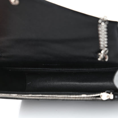 Saint Laurent Grain De Poudre Matelasse Chevron Monogram Envelope Chain Wallet Black 4 of 5