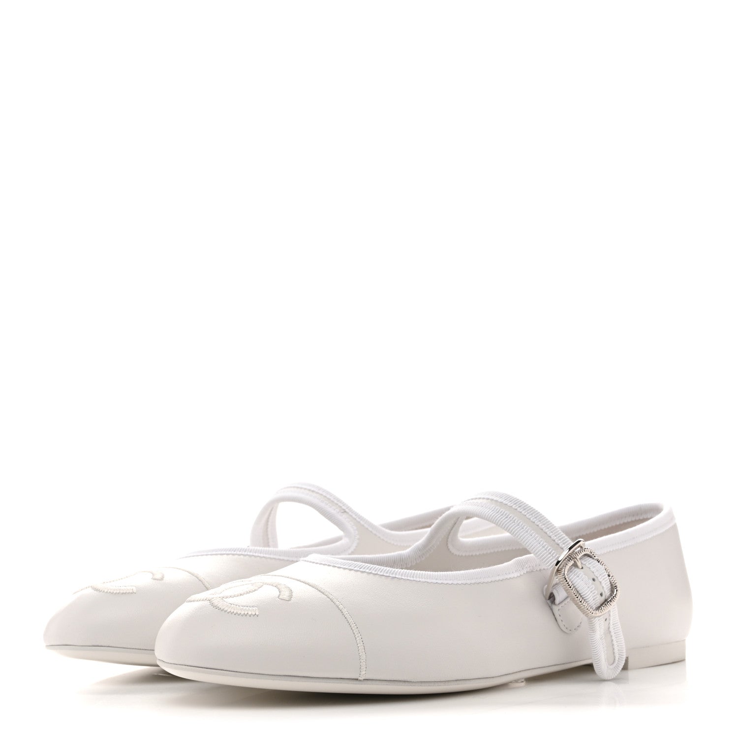 Chanel Lambskin Mary Jane Flats 40 White 4 of 10
