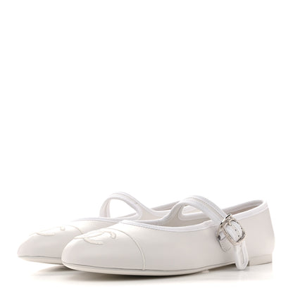 Chanel Lambskin Mary Jane Flats 40 White 4 of 10