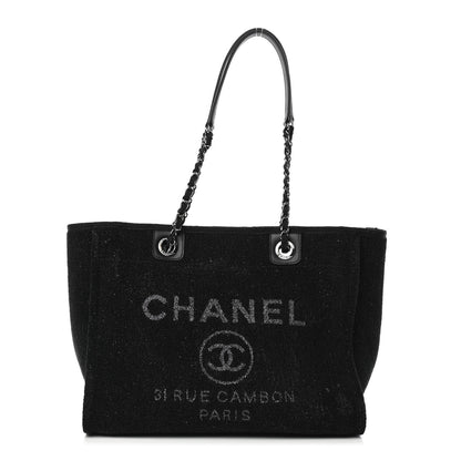 Chanel Lurex Boucle Small Deauville Tote Black 1 of 4